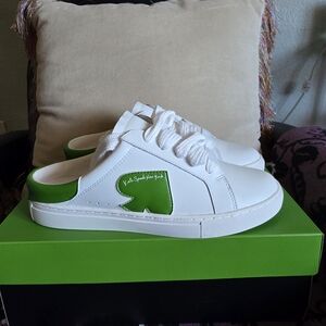 Kate Spade  White Sneakers with Green Accents